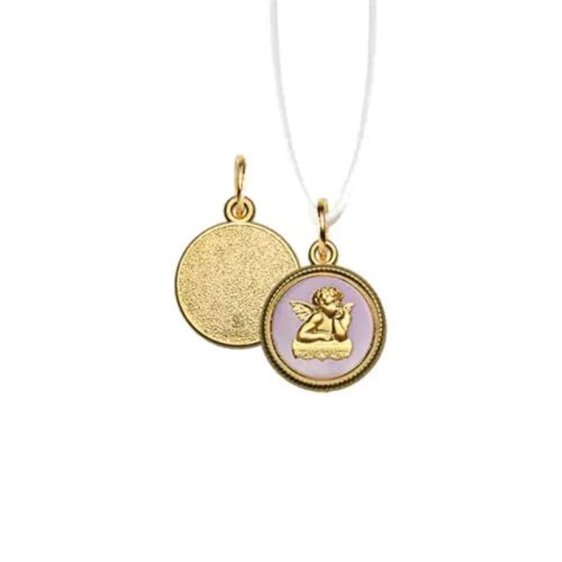 Pendentif métal doré Ange émail Rose
