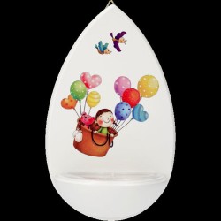 Bénitier enfant goutte d'eau en bois d'érable blanc avec décor