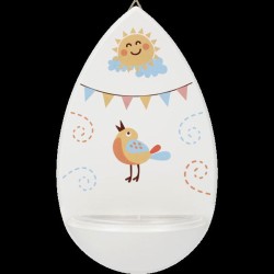 Bénitier enfant goutte d'eau en bois d'érable blanc avec décor