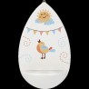 Bénitier kind druppel water in witte esdoorn hout met decor