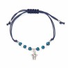 Touw armband met blauwe kralen en engel medaille