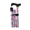 Canne à marcher pliable en aluminium avec motifs fleurs blanche
