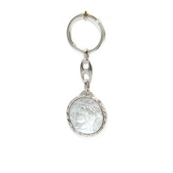 Porte-clés métal argenté profile de la vierge bords ciselés
