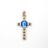 Pendentif croix avec la Vierge en argent et émail. 20 mm