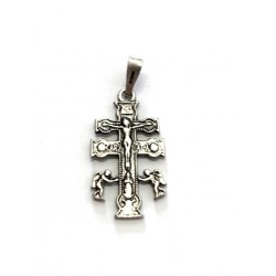 Pendentif croix de caravaca en argent. 24 mm