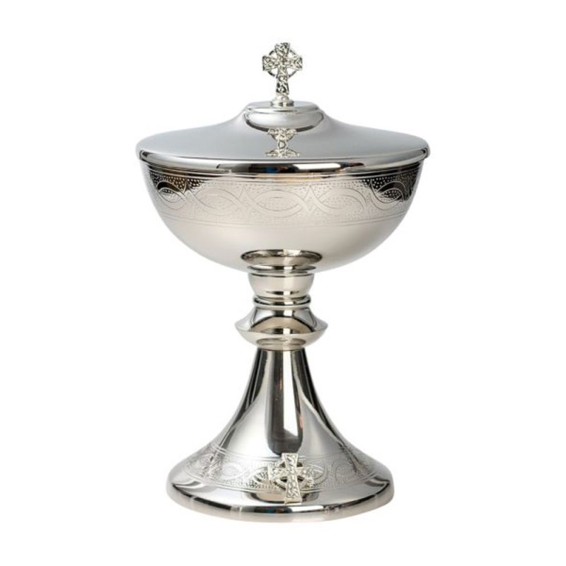 Ciboire Nickel plaqué intérieur plaqué or H:23cm