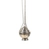 Chrome-censer met ketting. 14 cm hoog