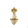 Bénitier d'ange priant avec des ailes dorées en résine. 13/6.5 cm