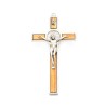 Kruis van Saint Benoit in zilver metaal en olijfhout. 12 cm