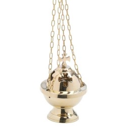 Encensoir sur chaine doré avec croix H:15cm