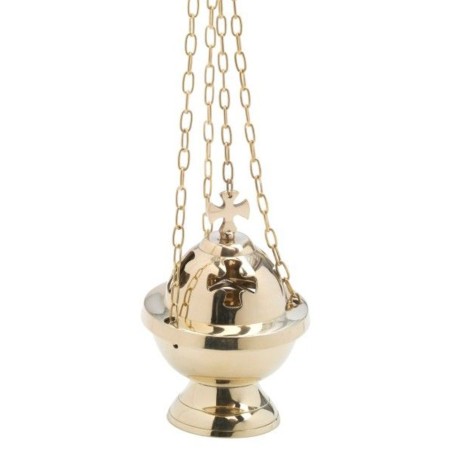 Encensoir sur chaine doré avec croix H:15cm