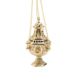 Encensoir baroque doré sur chaine H:27cm