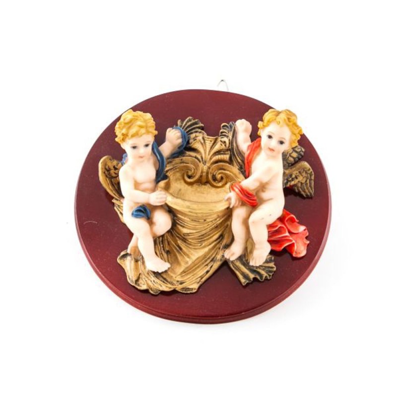 Bénitier avec deux anges résine