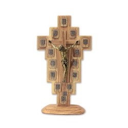 Crucifix op houtbasis Olivier via Cruccis Bronze 55x31cm