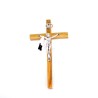 Crucifix in olijfhout met zilver Christus. 13 cm