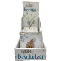 Houten en leren engel sleutelhanger