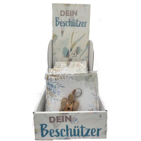 Houten en leren engel sleutelhanger