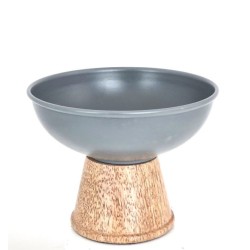 Bol diffuseur pour huile essentielle métal peint  base en bois H: 9cm D: 11CM