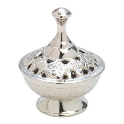 Chrome-brander met gehamerde decoratie. 7 cm