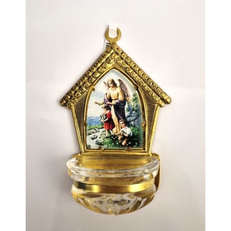 Bénitier van de Guardian Angel in Golden Metal and Glass