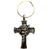 Porte-clés croix Sainte Face métal (Zinc) argenté