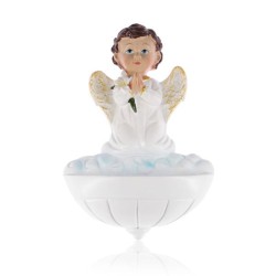 Bénitier à pendre Ange Garçon H:12cm résine