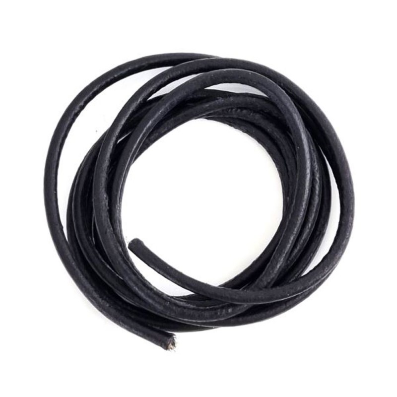 "Koord 2.5mm natuurlijk leer zwart / 1 meter"