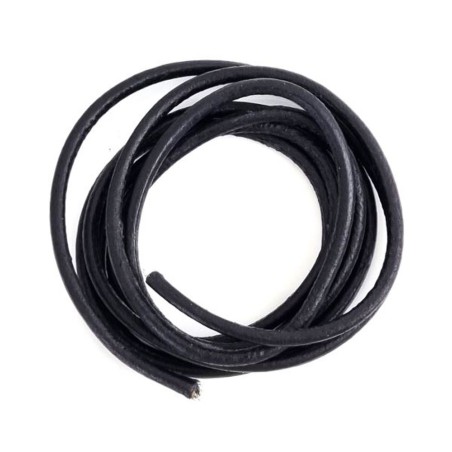 "Koord 2.5mm natuurlijk leer zwart / 1 meter"