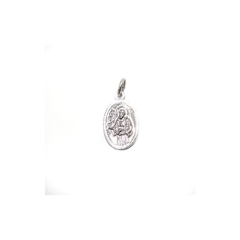 Saint Jude Medal in rhodium-sized zilver. 17 mm