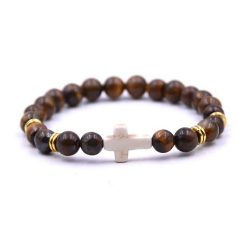 Bracelet élastique 8mm pierre minérale - OEIL DE TIGRE