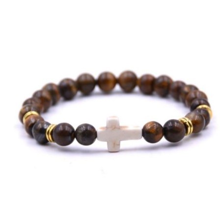 Elastische armband 8mm mineraal pierre - tijgeroog