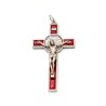 Pendentif croix de Saint Benoit en métal et émail