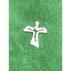 Pendentif Tau avec christ ajouré 22x20mm Argent S925