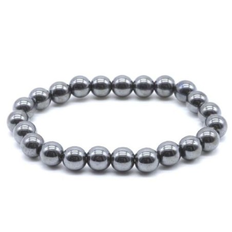 Elastische armband stenen kralen hematiet 8 mm