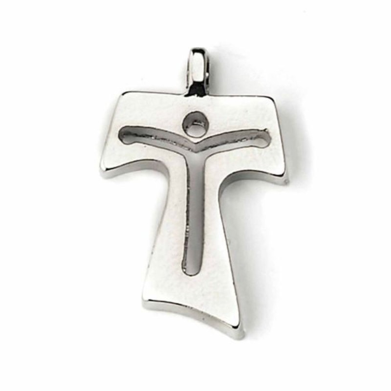 Collier cordon avec  Tau en métal. argenté 3.2/2 cm