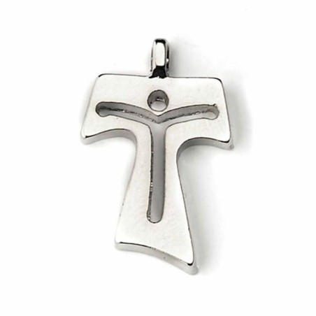 Collier cordon avec  Tau en métal. argenté 3.2/2 cm
