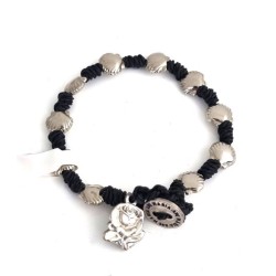 Armband met zwarte touw zeeschelp