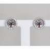Boucles d'oreilles arbre de vie entoure de zircon Argent RH S925 1.60gr
