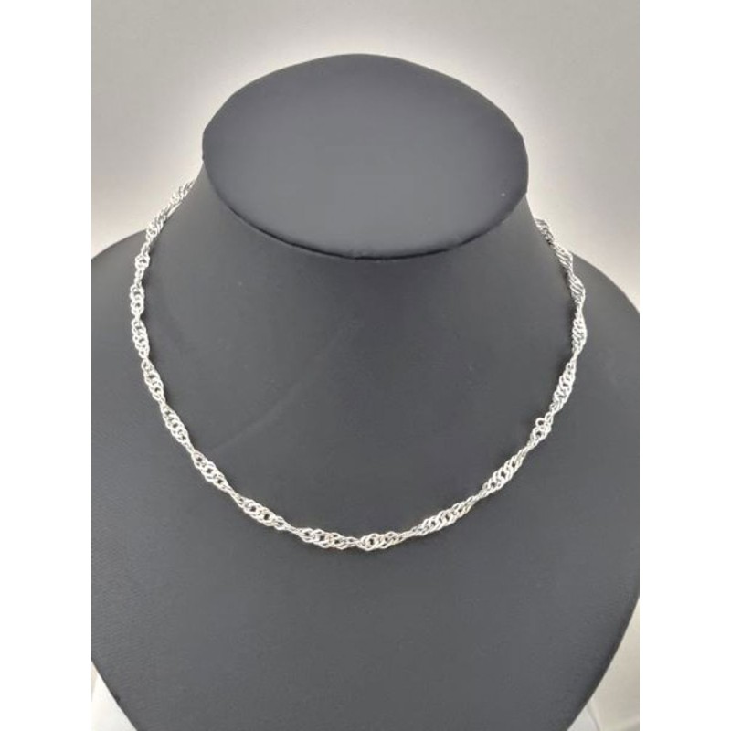 Chaîne karabiner Singapour en argent. 42 cm