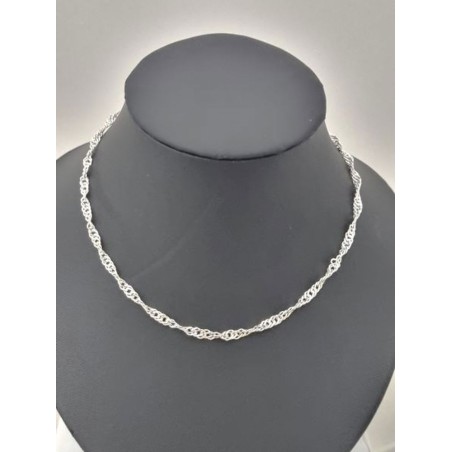Karabiner Singapore-ketting in zilver. 42 cm