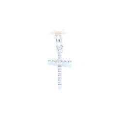 Pendentif croix en or blanc 14 carats et brillant de 0.2 ct. 13 mm