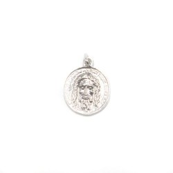 Medaille met het gezicht van Christus in Rhodium Silver. 17 mm