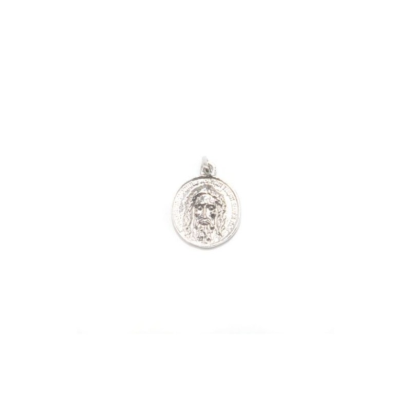Medaille met het gezicht van Christus in Rhodium Silver. 17 mm