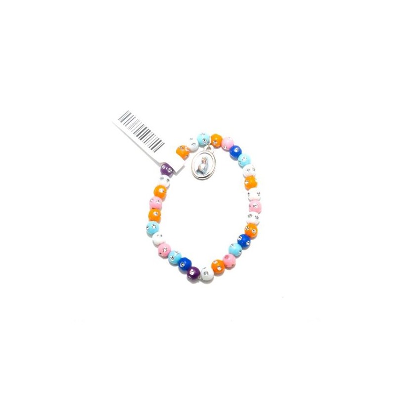 Bracelet enfant avec des perles colorées décorées de strass