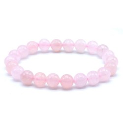 Elastische armband roze kwarts steen kralen 8mm