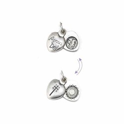 Pendentif Cœur ouvrant Agnus dei métal argenté Ox