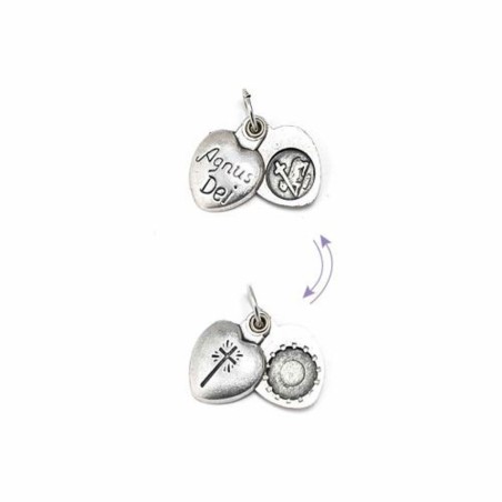Pendentif Cœur ouvrant Agnus dei métal argenté Ox