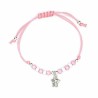 Touw armband met rozen parels en engel medaille
