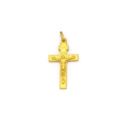 Een 18 karaat goud Saint Benedictus kruis hanger. 35 mm