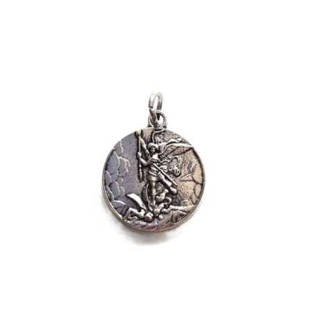 Médaille métal argenté 18mm St Michel